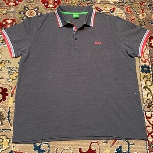 BOSS Dark Gray Polo with Red Accents